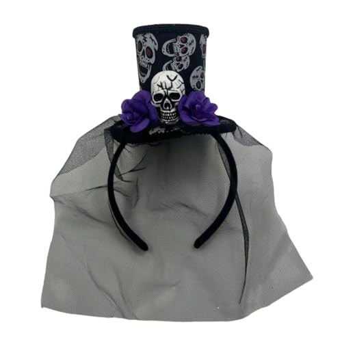 FOLODA Festliches Halloween Schädel Stirnband Mit Elegantem Detailliertem Detail Bequemer Kleidung Verstellbares Skelett Kopfstück Gothic Fashion Stirnband von FOLODA