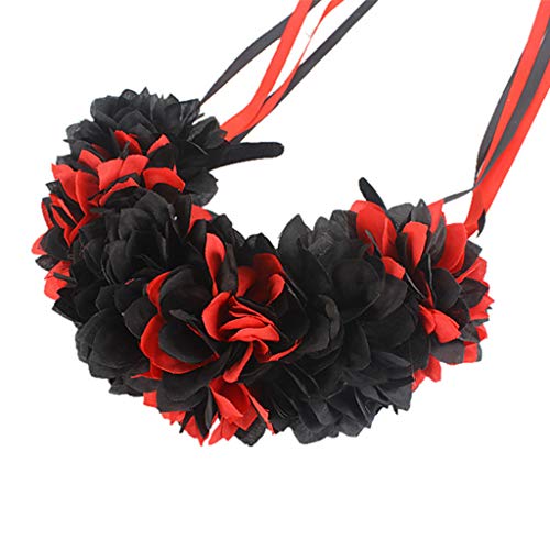 Halloween Künstliche Blumenbandstirnband Kontrast Farbenfrohe Festival Party Dress Up Crown Day Des Toten Cosplay Kostüms Kopfbedeckung Halloween Stirnbänder Für Frauen Stirnband Haarzubehör von FOLODA