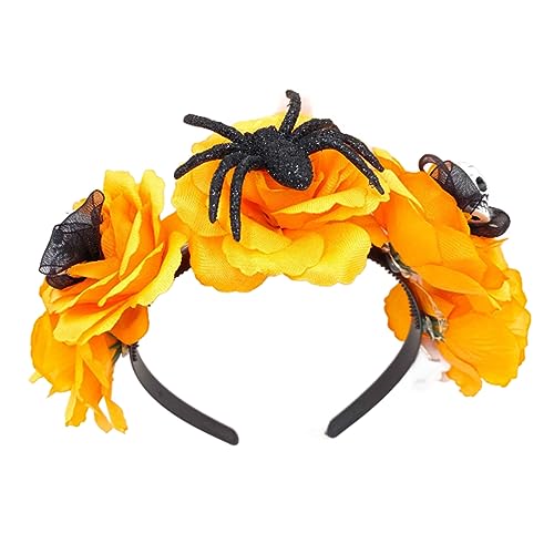 LED Light Up Flower & Skull Form Hair Hoop Halloween Stirnband Bühne Hochzeitsfeier Frauen Stirnband Mit Spinnen LED Schädel von FOLODA