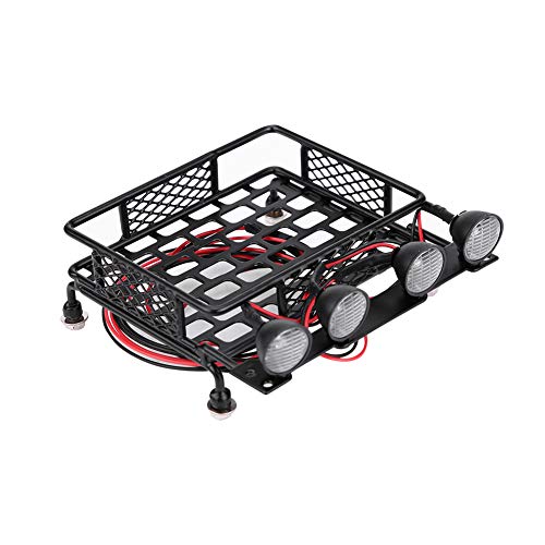Metall-RC-Dachgepktrer 139g, langlebig, massiv mit 4 LED-Leuchten f den axialen RCX-Raupenwagen SCX10 im Matab 1:10. Metall-RC-Dachgepktrer(4 White) von FOLOSAFENAR