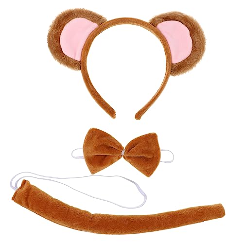 FOMIYES 1 Satz Affen-stirnband-set Affenschwanzkostüm Für Erwachsene Kostüm Affenohren Und Schwanzmasse Cosplay Kostüm Requisiten Süße Tierstirnbänder Binden Ratte Kurzer Plüsch. von FOMIYES