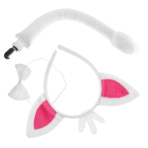 FOMIYES 1 Satz Fuchs Stirnband Und Ohren Dekoration Plüsch Fuchsschwanz Fuchsohren Und Tierschwänze Für Cosplay Karikatur Fuchs Kostüm Kopfbedeckung Halloween Polyester Weiß von FOMIYES