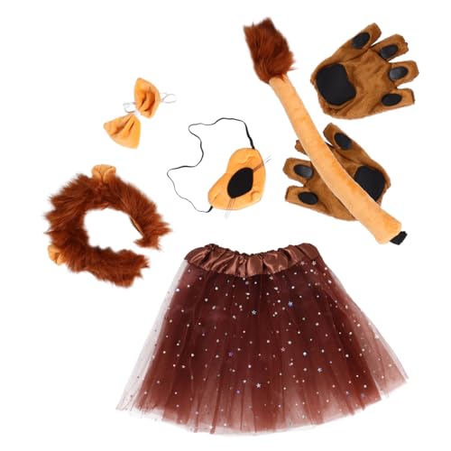 FOMIYES 1 Satz Halloween verkleiden Löwentanzkostüm Löwenkostüm Damen kostüm süße Halloween -Kostüme pelziges Kostüm Tierschwänze für Stirnband Flanell Light Brown von FOMIYES