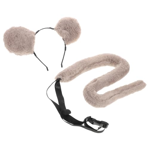 FOMIYES 1 Satz Hamster Ohrstirnband Stirnband Kostüm Tierkostüme Für Erwachsene Rattenohren Stirnband Tierstirnband Mäusekostüm Damen Mausohren-stirnbänder Ohren Plüsch Grau von FOMIYES