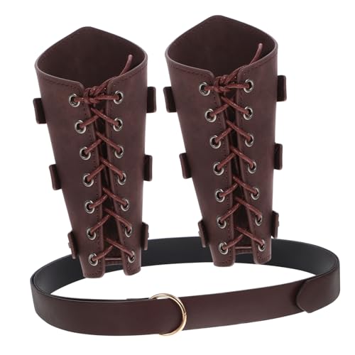 FOMIYES 1 Satz Herren Lederarmband mit Verstellbarem Mittelalter Gürtel Viking Armschützern Kostümzubehör für Cosplay Auftritte Teilig Kaffeefarbene Armguards Gürtel mit Goldener Schnalle FOMIYES 1 Satz Herren Lederarmband mit Verstellbarem Mittelalter Gürtel Viking Armschützern Kostümzubehör für Cosplay Auftritte Teilig Kaffeefarbene Armguards Gürtel mit Goldener Schnalle von FOMIYES