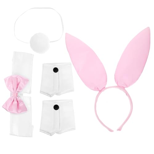 FOMIYES 1 Satz Kostüm Set mit Hasenohren Teiliges Bunny Ohren Haarreif Set für Halloween Weihnachten Cosplay und Partys Handgelenkschoner und Kragen Einzigartiges und Dekoratives von FOMIYES