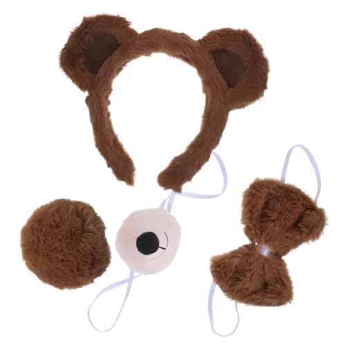 FOMIYES 1 Satz Kostüm Zubehör mit Bärenohren Haarreifen Plüsch Tierohren Stirnband Tierkostüm Accessoires für Karneval Halloween Rollenspiele Fotografie Partys Wiederverwendbar von FOMIYES