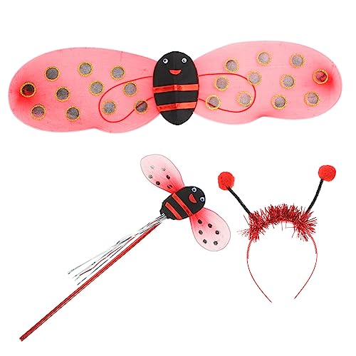 FOMIYES 1 Satz Marienkäfer Flügel Kostümset für Mädchen Teiliges Set mit Haarschmuck und Feenstab für Kostümpartys und Halloween FOMIYES 1 Satz Marienkäfer Flügel Kostümset für Mädchen Teiliges Set mit Haarschmuck und Feenstab für Kostümpartys und Halloween von FOMIYES