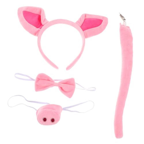 FOMIYES 1 Satz Pinkes Schwein Kopfband mit Ohren Fake Nase und Fliege Lustiges Accessoire für Karneval Halloween und Cosplay Events von FOMIYES