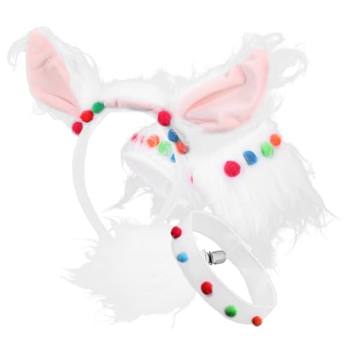 FOMIYES 1 Satz Requisiten für Tierkostüme Alpaka-Ohren-Stirnband pelzige Katzenohren und Kragen Fell Plüsch Alpaka-Kostümzubehör Cosplay Tierohr Stirnband Plastik von FOMIYES