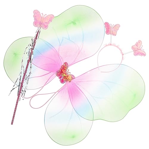 FOMIYES 1 Satz Schmetterlingsflügel Kostümset für Schmetterlingshaube Zauberstab für Karneval Halloween Cosplay Geburtstagsfeiern Kreatives Design von FOMIYES