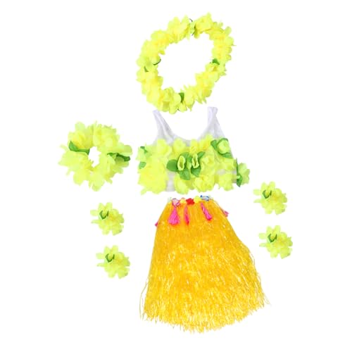 FOMIYES 1 Satz Verdickter Grasrockanzug tropische Girlande Hula-Tanz-Girlande Strand Luau-Outfit Kostüm geblüht Luau-Rock hawaiianische Kleidung für Frauen Kunststofffaser von FOMIYES