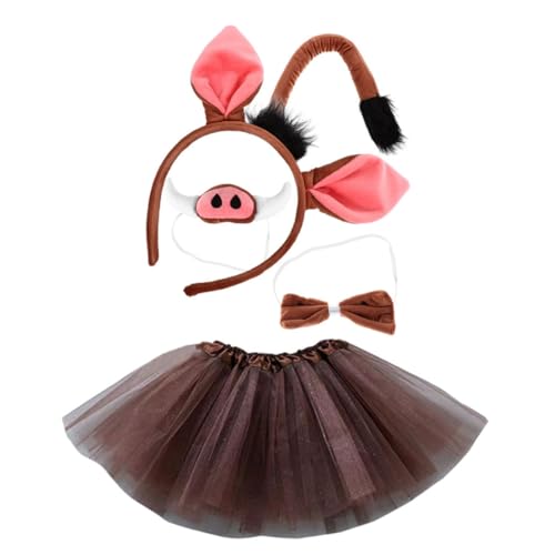 FOMIYES 1 Satz Warzenschwein-Stirnband Plüschtierschwänze Schweinchen- -Set halloween kostüm halloween Kleidung Tier- -Kostüm Schweinekostüm Kaffee Schweineohr Säule von FOMIYES