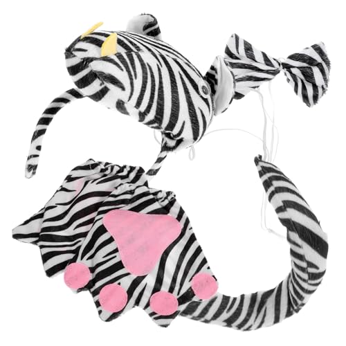 FOMIYES 1 Satz Zebraschwanzkostüm tierhaarreifen tierhandschuhe Ohren eines erwachsenen Zebras Zebraschwanz und Ohren Zebra-Kostüm für Erwachsene Zebra-Accessoires für Damen Stoff von FOMIYES