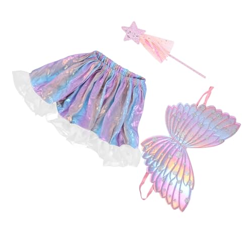 FOMIYES 1 Set 3 Teiliges Set Engel Schmetterlingsflügel Partygeschenke Mädchen Feenkostüm Kinderröcke Kinderkostüme Feen Tutu Kostüm Feenflügel Halloween Kostüme Rosa Stoff von FOMIYES