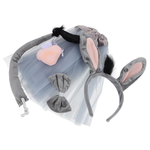 FOMIYES 1 Set Eselsohren Stirnband Tierstirnband Mädchen Esel Cosplay Eselkostüm Eselohren Stirnband Kleinkind Eselkostüm Mit Tutu Ohren Stirnbänder Schweif Kostüm Tuch Grau von FOMIYES