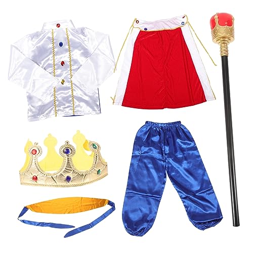 FOMIYES 1 Set Halloween Kostüm Für Jungen Cosplay Prinzen Performance Kleidung Weiß + Zubehör + Weiße Socken 120 Cm Prinz Kostüm Kronenstoff von FOMIYES