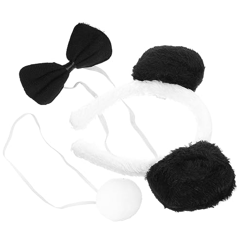FOMIYES 1 Satz Panda-kostümset Panda-cosplay-verkleidung Plüsch Fliege Krawatte Haargummi Organizer Aufhängen Anime-anziehset Aus Kunstpelz Cosplay-tierkostüm Kind Ohr Flanell Schmücken von FOMIYES
