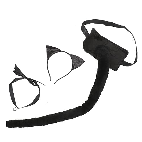 FOMIYES 1 Set Halloween Tierkopfschmuck Katzenohren Stirnband Erwachsene Plüschschwanz Set Verkleidungsrequisiten Festivalkragen Haarreifen Fotorequisiten Dekorativer Kragen Cosplay von FOMIYES