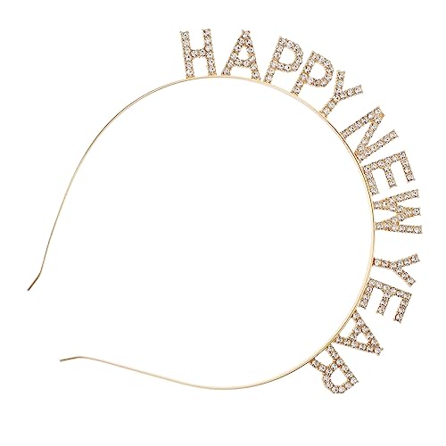 FOMIYES 1 Stück Frohes neues Stirnband Happy Year Haarband frohes neues jahr kopfschmuck fasching haarreif faschingshaareif deko Festival-Haarschmuck neues jahr stirnband Legierung Golden von FOMIYES