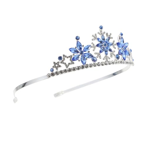 FOMIYES 1 Stück Krone Stirnband Für Kinderschneeflocke Schneeflockenhaar Kopfschmuck Mit Schneeflockenkrone Halloween-party Zarter Kronenkopfschmuck Prinzessin Gold Legierung Blue von FOMIYES