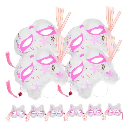 FOMIYES 10 Stück Japanische Fuchsmaske für Erwachsene mit Leuchtenden Federn Halbes Gesicht Plüsch-Cosplay-Maske Traditionelles japanisches Design für Halloween Karneval und Themenpartys von FOMIYES