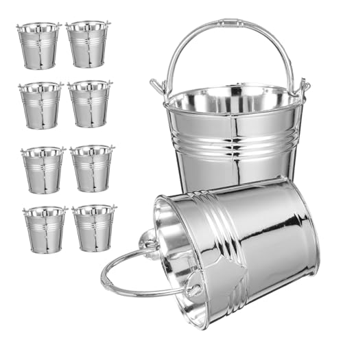 FOMIYES 10 Stück Teiliges Mini Wasser Eimer Kunststoff Silber Leichte Miniatur Eimer für Spielküche Rollenspiel Realistisch Aussehende Kleine Kübel für Puppenhaus Partydeko Innen und von FOMIYES