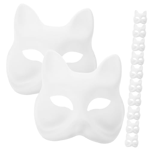 FOMIYES 12Stücke DIY Fuchsmaske Unbemalte Papiermaske Für Erwachsene Für Halloween Karneval Kreative Bastelprojekte Leicht Tragbar Bemalen von FOMIYES