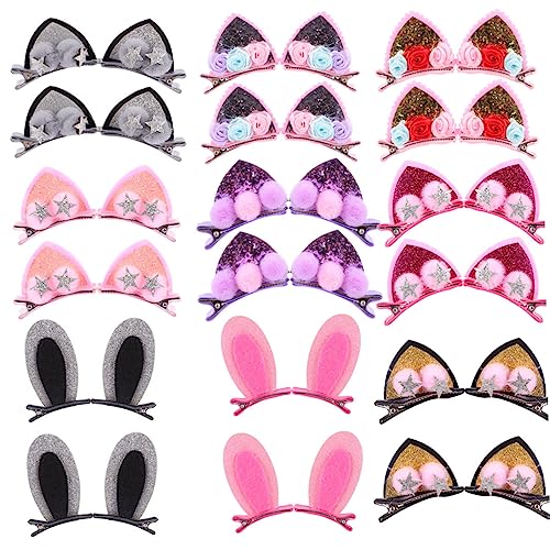 FOMIYES 18stücke Katzenohr Haarspange Kinderkopfschmuck Haarschmuck Katzenohr Kopfschmuck Für Mädchen Party Accessoires Haar Zubehör Mit Hasenohr Design von FOMIYES