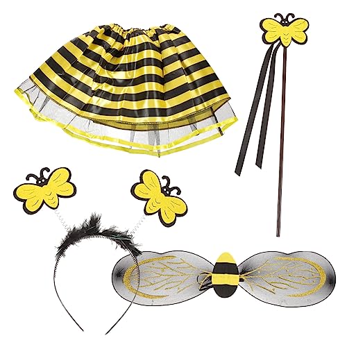 FOMIYES 1Satz Bienenkostüm für Teiliges Cosplay Requisiten mit Flügeln Haarreif Rock Zauberstab für Karneval Geburtstagsfeiern Festivals von FOMIYES