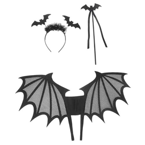 FOMIYES 1Satz Halloween Kostüm Set für Schwarzes Fledermaus Outfit mit Stirnband Flügeln Rollenspiel Zubehör für Halloween Feiern Cosplay Events von FOMIYES