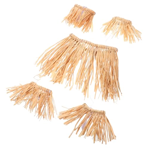 FOMIYES 1satz Hawaiianische Grasrock-kostümset Mit Rüschen Teiliges Luau-party-outfit Für Für Tropische Veranstaltungen Hochzeiten Und Festivals Natürlichem Raffia-material Gefertigt von FOMIYES