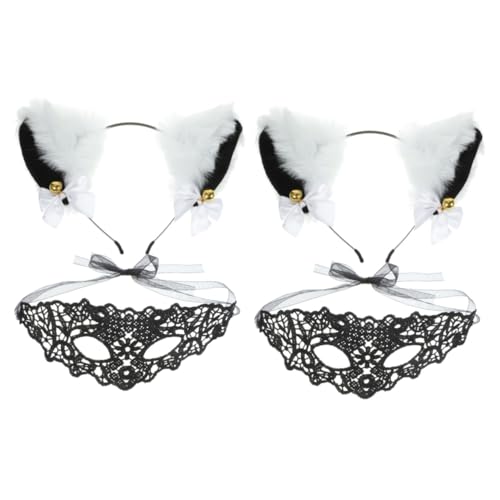 FOMIYES 2 Sätze Halloween Katzenohren Haarband Set mit Spitze Maske Leichte Stoffmaterialien Komfortabel für Kostümparty Vielseitig für Cosplay Damen Partyaccessoire FOMIYES 2 Sätze Halloween Katzenohren Haarband Set mit Spitze Maske Leichte Stoffmaterialien Komfortabel für Kostümparty Vielseitig für Cosplay Damen Partyaccessoire von FOMIYES