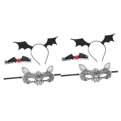 FOMIYES 2 Sätze Halloween Teiliges Set Fledermaus Haarreif Spitze Choker Halskette Schwarze Maske für Damen Halloween Kostümaccessoires Karneval Party von FOMIYES