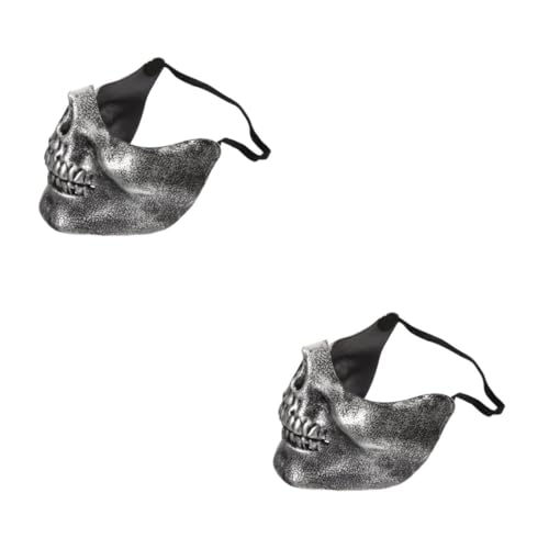 FOMIYES 2 Stück Alte Silbermaske -Stil Halloween-Halbmasken Maskerade Halloween-Schädelmasken Cosplay-Maske mit halbem Gesicht Halbe Gesichtsmaske von FOMIYES