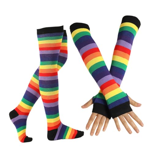 FOMIYES 2 Stück Buntes Set aus kuscheligen Strumpfhosen und Handschuhen mit Regenbogenstreifen für Damen Mädchen Elastisch Rutschfest Reißfest für Kostüme Partys und Tanzveranstaltungen FOMIYES 2 Stück Buntes Set aus kuscheligen Strumpfhosen und Handschuhen mit Regenbogenstreifen für Damen Mädchen Elastisch Rutschfest Reißfest für Kostüme Partys und Tanzveranstaltungen von FOMIYES