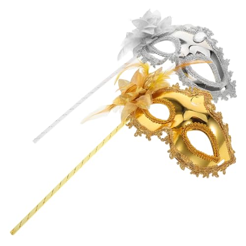 FOMIYES 2stücke Maske Mit Stabgriff Und Blumenmotiven Für Damen Für Maskenbälle Hochzeiten Partys Und Halloween Langlebig Und Zu Tragen von FOMIYES