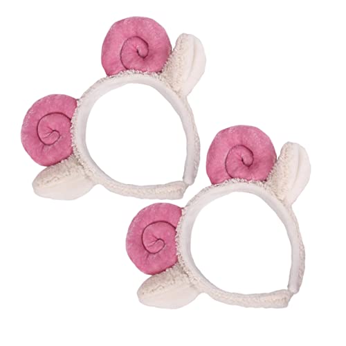 FOMIYES 2 Stück Croissant-stirnband Entzückende Schafhaarbänder Haarband Aus Schafshorn Ohr Stirnband Erwachsene Stirnband Mit Lammohren Tierische Ohren Plüsch Lamm Cosplay Ohr Rosa Stoff von FOMIYES