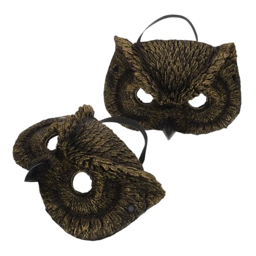FOMIYES 2 Stück Eulenmaske Karnevalsmaske Männer tierische Halbmaske Halloween-Masken für Frauen Männer-Party-Maske Maskerade-Maske- Halbgesichtsmaskenkostüm PU-Schaum Golden von FOMIYES