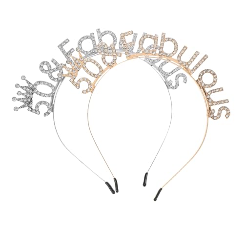 FOMIYES 2 Stück Geburtstagskrone Stirnband für Frauen Funkelnde Strass Tiara Ergonomisch Leichter Kopfschmuck in Gold und Silber Geburtstagsfeier Accessoires Komfortabel Ganztägig Tragbar von FOMIYES