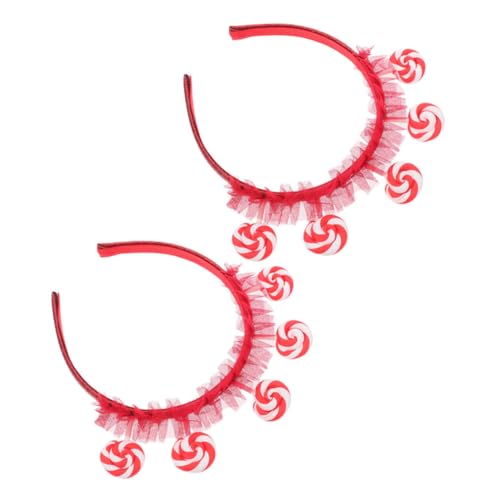 FOMIYES 2 Stück Haarreif Lollipop Design Weicher Bequemer Haarschmuck Für Mädchen Karneval Party Prinzessin Accessoire In Rot von FOMIYES