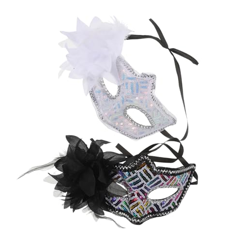 FOMIYES 2 Stück Halbgesichtige Masquerade-masken mit Pailletten und Seitlicher Blüte Leichte Damen-halbmasken für Halloween Karneval Brautpartys und Kostümfeste FOMIYES 2 Stück Halbgesichtige Masquerade-masken mit Pailletten und Seitlicher Blüte Leichte Damen-halbmasken für Halloween Karneval Brautpartys und Kostümfeste von FOMIYES