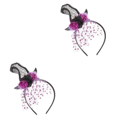 FOMIYES 2 Stück Halloween Haarreif Hexenhut Stirnband Schwarzem Samt mit Spitzenbesatz Leichtes Bequemes Cosplay Accessoire für Damen als Party und Halloween Kostümhaarschmuck FOMIYES 2 Stück Halloween Haarreif Hexenhut Stirnband Schwarzem Samt mit Spitzenbesatz Leichtes Bequemes Cosplay Accessoire für Damen als Party und Halloween Kostümhaarschmuck von FOMIYES