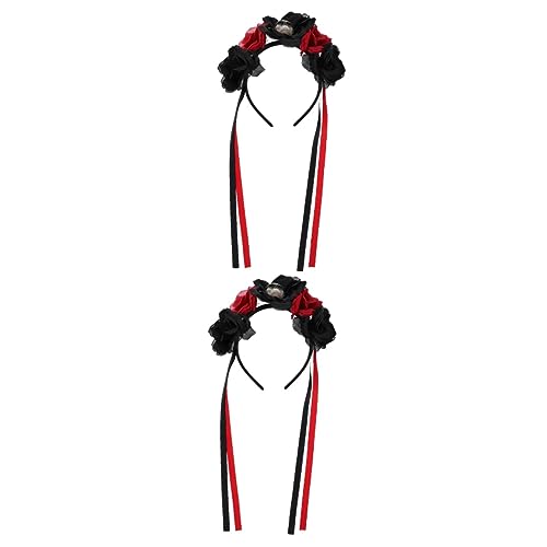 FOMIYES 2 Stück Halloween Haarreif mit Roten Rosen Leichtes Cosplay Party Kopfstück Dekoratives Damen Accessoire für Halloween Maske Karneval Bühnenauftritt und Festveranstaltungen von FOMIYES