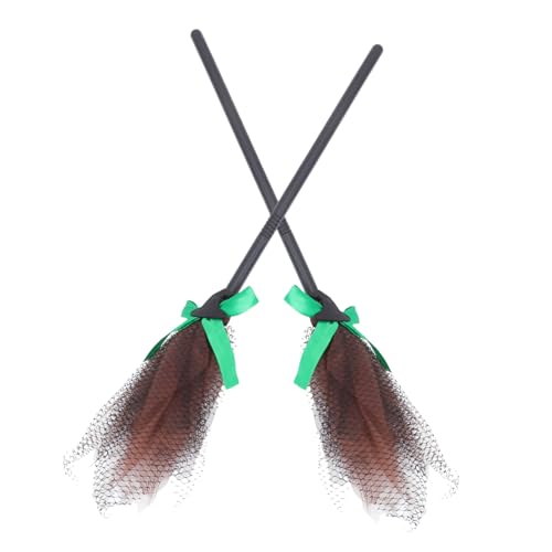 FOMIYES 2 Stück Halloween Hexenbesen Broomstick Kunststoff mit Abnehmbarem Netz für Cosplay Party Dekoration Hexenkostüm Zubehör Leicht und Robust für Halloween Fest von FOMIYES