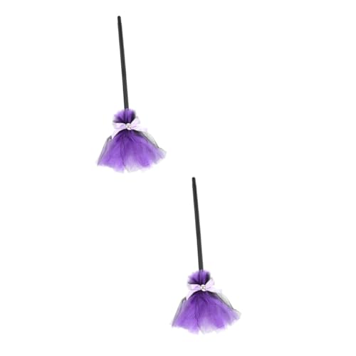 FOMIYES 2 Stück Halloween Hexenbesen Cosplay Kostüm Requisite Leichter Kunststoffbesen mit Violettem Faltgriff für Party Dekoration und Bühnenauftritte Vielseitig Einsetzbar für von FOMIYES