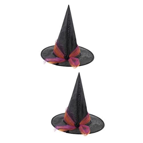 FOMIYES 2 Stück Halloween Hexenhut Damen Schwarzer Blumen Design Kreativer Cosplay Hut für Halloween Party Verkleidung Maskerade Langlebiger und Bequemer Kopfschmuck für Damen und von FOMIYES