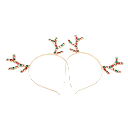 FOMIYES 2 Stück Hirschgeweih Haarreif mit Strasssteinen Metall und Harz Eleganter Weihnachts Kopfschmuck für Damen Bequemes Langlebiges Design für Festliche Partys und Cosplay von FOMIYES