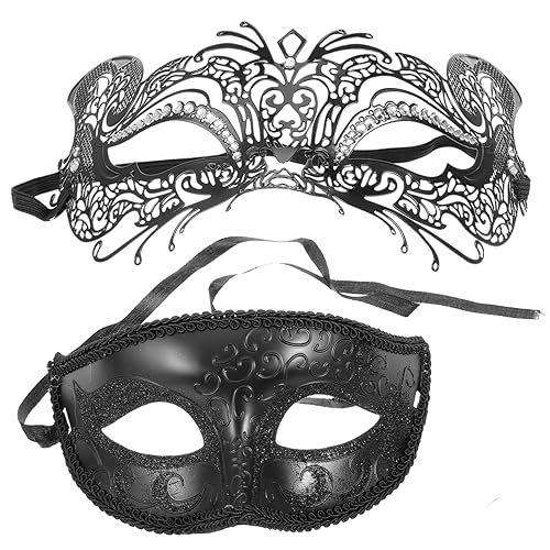 FOMIYES 2 Stück Iron Masquerade Ball Masken für Damen Halbmaske mit Strass für Halloween Karneval und Kostümpartys für Cosplay und Festliche Anlässe FOMIYES 2 Stück Iron Masquerade Ball Masken für Damen Halbmaske mit Strass für Halloween Karneval und Kostümpartys für Cosplay und Festliche Anlässe von FOMIYES