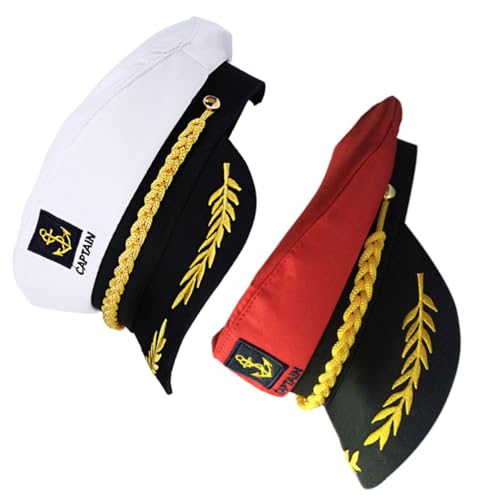FOMIYES 2 Stück Kapitänsmützen Cosplay Matrosen Hüte mit Gesticktem Segelmuster Rot und Weiß Party Kostüm Accessoire für Damen und Herren Vintage Design FOMIYES 2 Stück Kapitänsmützen Cosplay Matrosen Hüte mit Gesticktem Segelmuster Rot und Weiß Party Kostüm Accessoire für Damen und Herren Vintage Design von FOMIYES